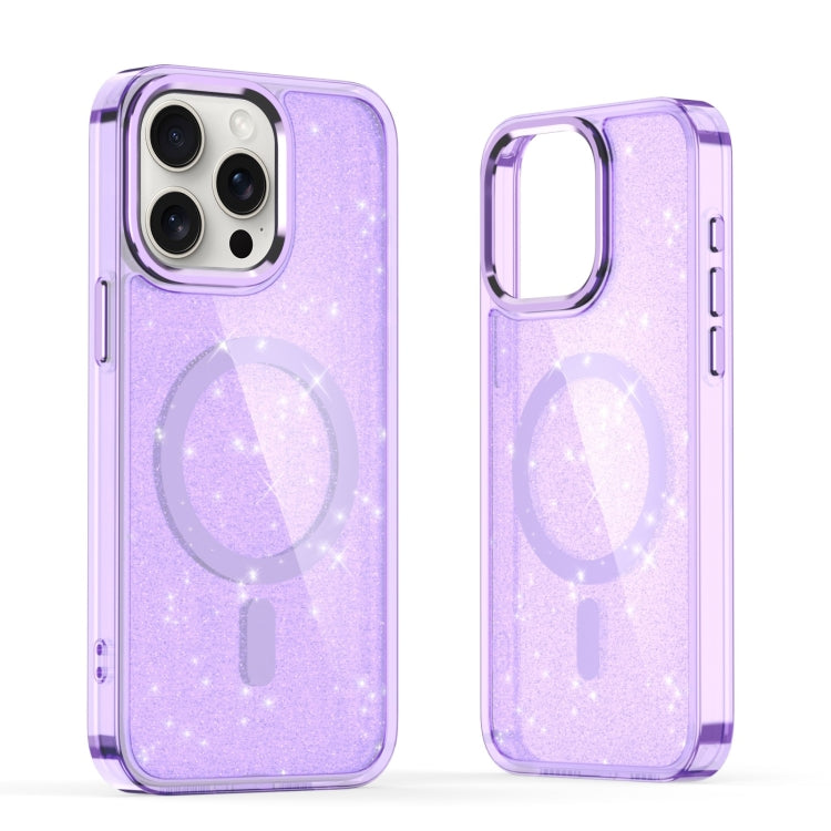 For iPhone 16 Pro Glitter MagSafe Shockproof Phone Case(Purple) - iPhone 16 Pro Cases by PMC TechLife | Online Shopping South Africa | PMC TechLife | Buy Now Pay Later Mobicred