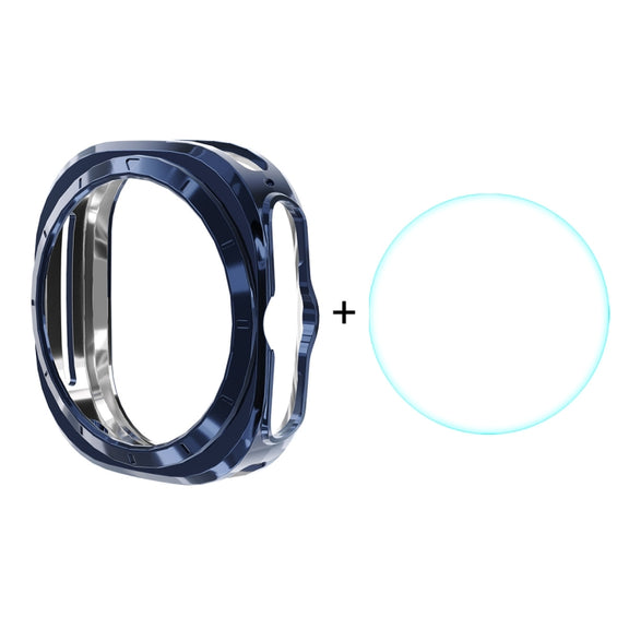 For Samsung Galaxy Watch Ultra 47mm ENKAY Hat-Prince Electroplated Soft TPU Case + 0.2mm 9H Glass Screen Protector(Dark Blue)