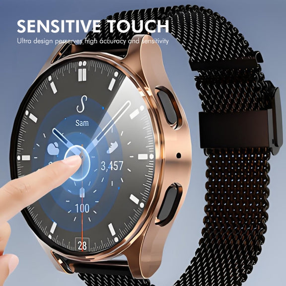 For Samsung Galaxy Watch7 44mm ENKAY Hat-Prince Full Coverage Electroplated Soft TPU Case with Screen Protection(Black)