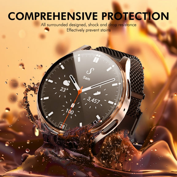 For Samsung Galaxy Watch7 44mm ENKAY Hat-Prince Full Coverage Electroplated Soft TPU Case with Screen Protection(Black)