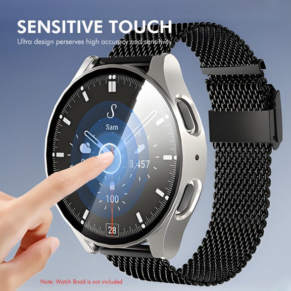 For Samsung Galaxy Watch7 40mm ENKAY Hat-Prince Full Coverage PC + Tempered Glass Film Integrated Watch Case(Black)
