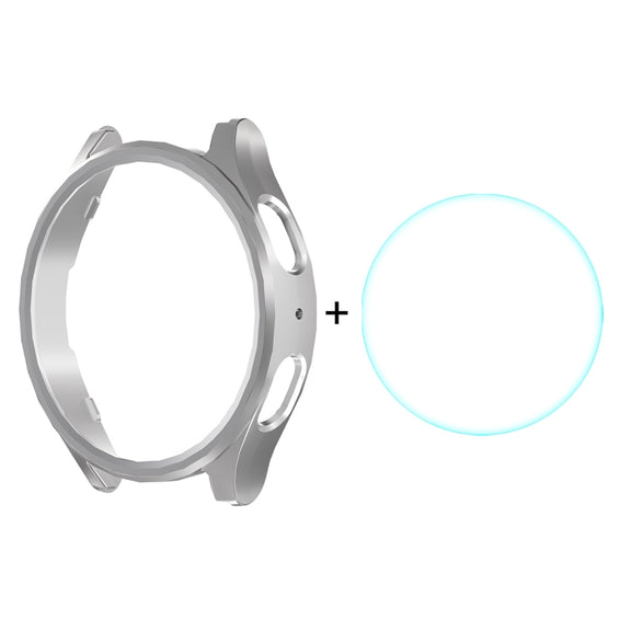 For Samsung Galaxy Watch7 40mm ENKAY Hat-Prince Electroplated Hard PC Case + 0.2mm 9H Glass Screen Protector(Silver)