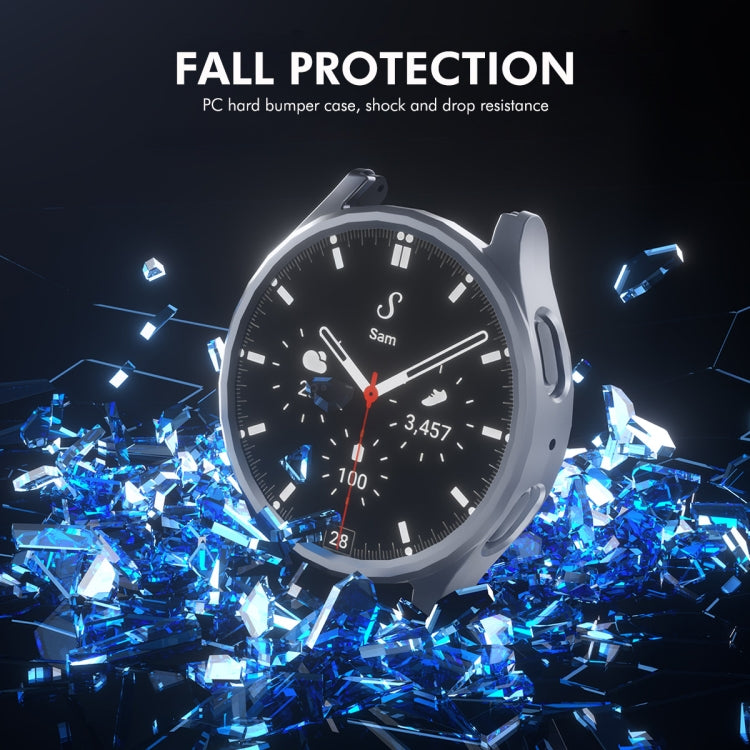 For Samsung Galaxy Watch7 40mm ENKAY Hat-Prince Electroplated Hard PC Case + 0.2mm 9H Glass Screen Protector(Dark Blue)