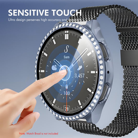 For Samsung Galaxy Watch7 40mm ENKAY Hat-Prince Blink Full Coverage PC + Tempered Glass Film Integrated Watch Case(Silver)