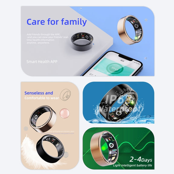 R11M SIZE 8 Smart Ring, Support Heart Rate / Blood Oxygen / Sleep / Multiple Sports Modes(Black)
