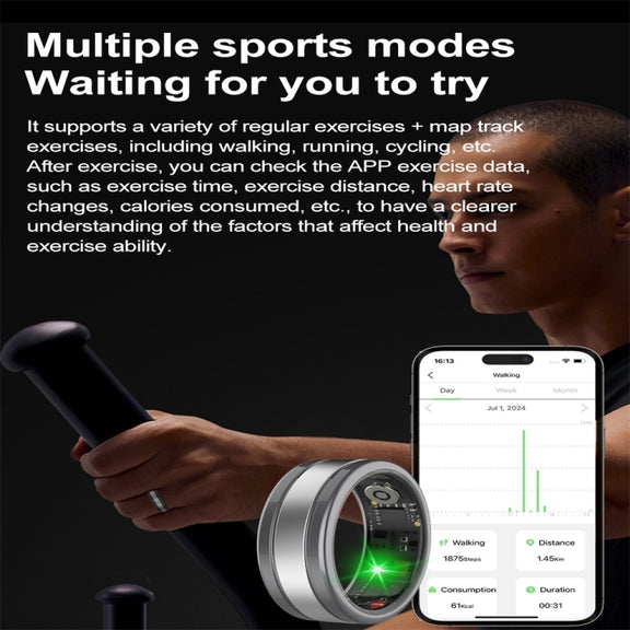 R18 SIZE 10 Smart Ring, Support Heart Rate / Blood Oxygen / Sleep / Multiple Sports Modes(Black)