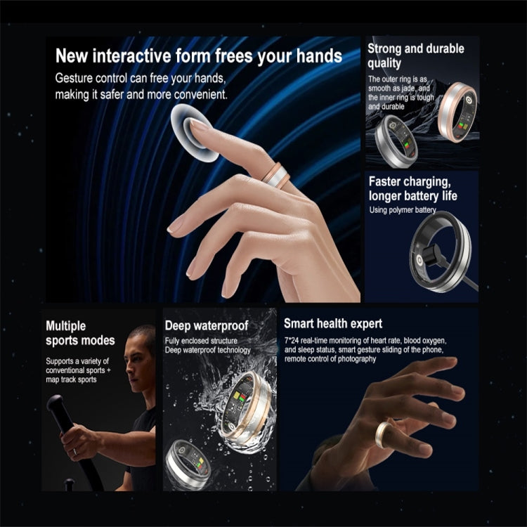 R18 SIZE 11 Smart Ring, Support Heart Rate / Blood Oxygen / Sleep / Multiple Sports Modes(Gold) - Smart Rings / Smart Telephones by PMC TechLife | Online Shopping South Africa | PMC TechLife | Buy Now Pay Later Mobicred