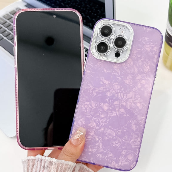 For iPhone 16 Pro Max Plating Glitter Texture TPU Phone Case with Lens Film(White Water Ripples)