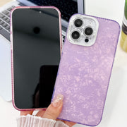 For iPhone 16 Plus Plating Glitter Texture TPU Phone Case with Lens Film(Purple Tinfoil Texture)