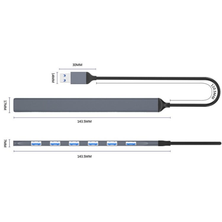 ADS-303A Data Transmission USB 3.0 / 2.0 Hub Expansion Dock Station 7-Port USB Adapter - USB 3.0 HUB by PMC Jewellery | Online Shopping South Africa | PMC Jewellery | Buy Now Pay Later Mobicred
