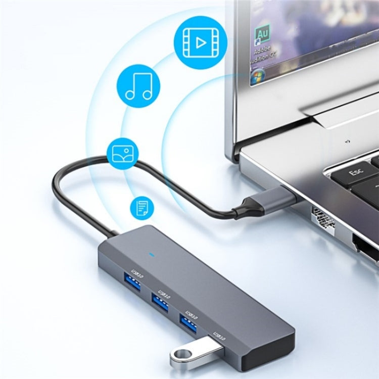 ADS-305C Aluminum Alloy Type-C to 4-Ports USB3.0 USB HUB Laptop Phone Adapter Splitter - USB HUB by PMC Jewellery | Online Shopping South Africa | PMC Jewellery | Buy Now Pay Later Mobicred