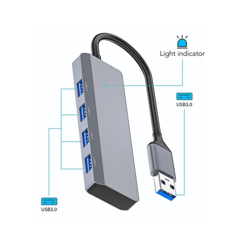 ADS-305A Aluminum Alloy USB to 4-Ports USB3.0 USB HUB Laptop Adapter Docking Station - USB 3.0 HUB by PMC Jewellery | Online Shopping South Africa | PMC Jewellery | Buy Now Pay Later Mobicred