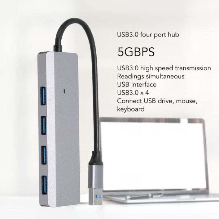 ADS-305A Aluminum Alloy USB to 4-Ports USB3.0 USB HUB Laptop Adapter Docking Station - USB 3.0 HUB by PMC Jewellery | Online Shopping South Africa | PMC Jewellery | Buy Now Pay Later Mobicred