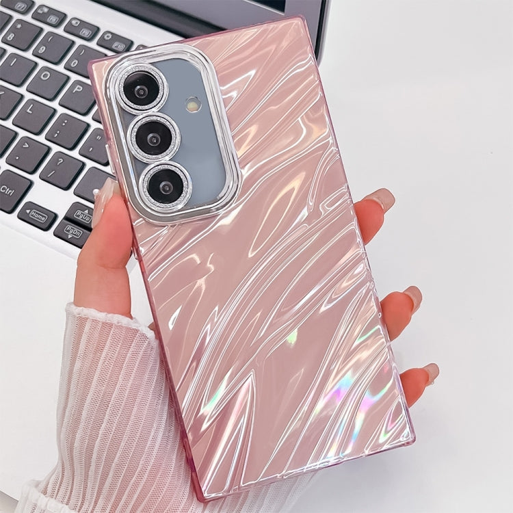 For Samsung Galaxy S25 5G Plating Glitter Texture TPU Phone Case with Lens Film(Pink Water Ripples) - free shipping - PMC Jewellery - Order now!