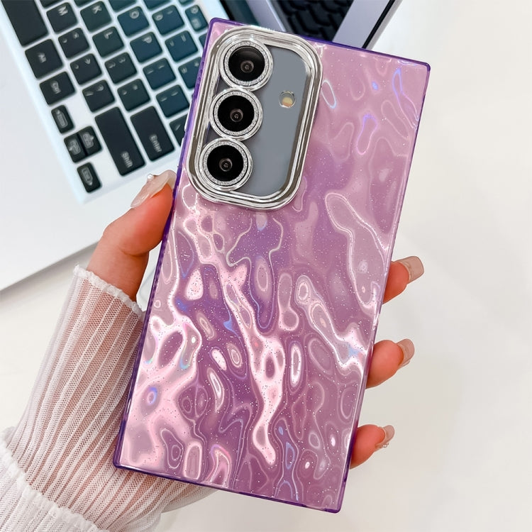 For Samsung Galaxy S25+ 5G Plating Glitter Texture TPU Phone Case with Lens Film(Purple Wrinkles) - free shipping - PMC Jewellery - Order now!