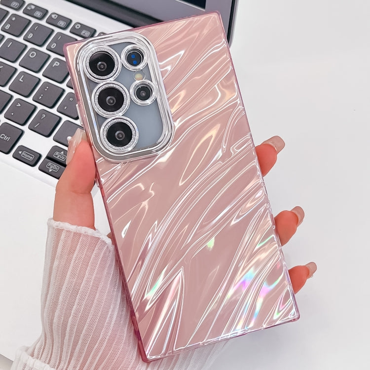 For Samsung Galaxy S25 Ultra 5G Plating Glitter Texture TPU Phone Case with Lens Film(Pink Water Ripples) - free shipping - PMC Jewellery - Order now!