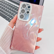 For Samsung Galaxy S25 Ultra 5G Plating Glitter Texture TPU Phone Case with Lens Film(Pink Feather Yarn)