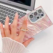 For Samsung Galaxy S25+ 5G Plating Glitter Texture Ring Holder TPU Phone Case with Lens Film(White Tinfoil Texture)