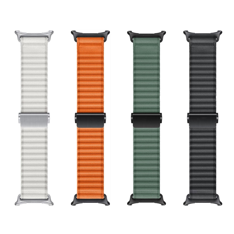 For Samsung Galaxy Watch Ultra 47mm Ocean Style Magnetic Buckle Braided Watch Band(White)