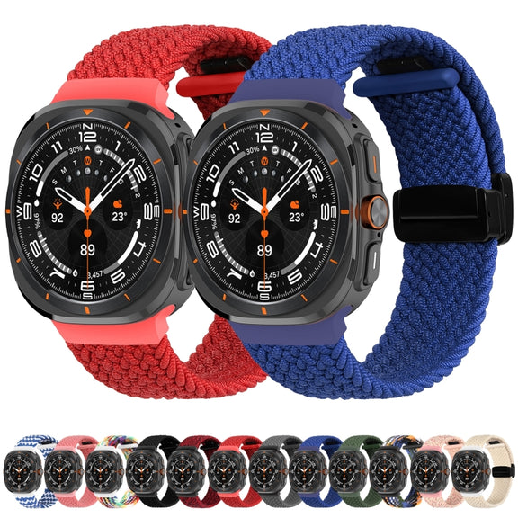 For Samsung Galaxy Watch Ultra 47mm Fold Magnetic Buckle Braided Watch Band(Red)