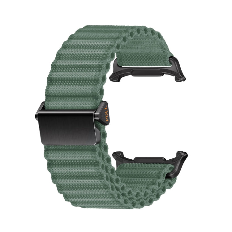 For Apple Watch Ultra 2 49mm Off Road Magnetic Buckle Braided Nylon Watch Band(Army Green)