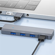 ADS-309A  Aluminum Alloy USB to 3  x USB 3.0 + Type-C Data Port Expansion Hub Adapter