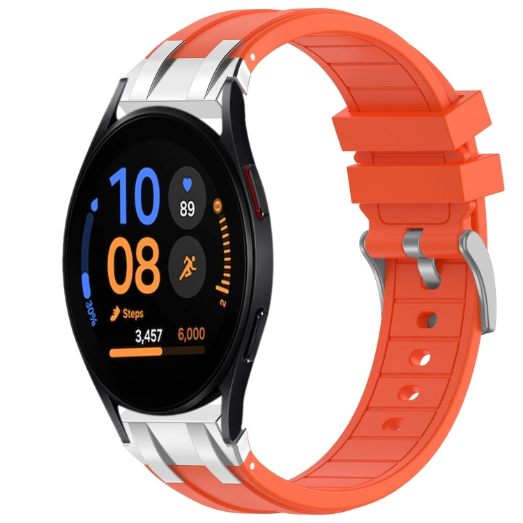For Samsung Galaxy Watch FE 40mm 20mm Quick Release Silver Buckle Royal Silicone Watch Band(Orange) - free shipping - PMC TechLife - Order now!