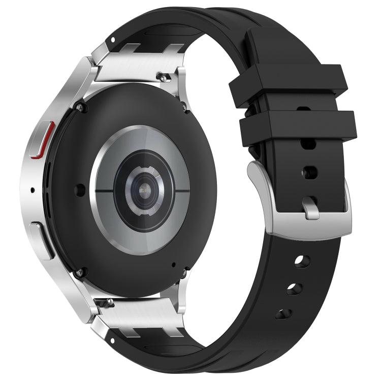 For Samsung Galaxy Watch 7 40 / 44mm 20mm Quick Release Silver Buckle Royal Silicone Watch Band(Black) - free shipping - PMC TechLife - Order now!