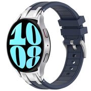 For Samsung Galaxy Watch 6 40 / 44mm 20mm Quick Release Silver Buckle Royal Silicone Watch Band(Navy Blue)