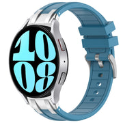 For Samsung Galaxy Watch 6 40 / 44mm 20mm Quick Release Silver Buckle Royal Silicone Watch Band(Sea Blue)