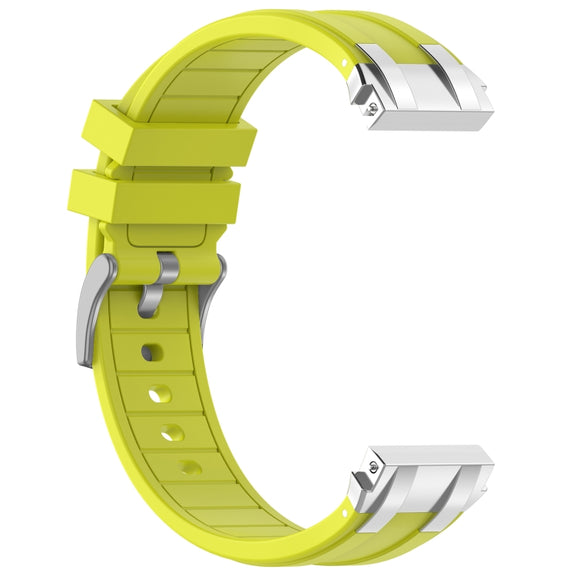 For Samsung Galaxy Watch 6 40 / 44mm 20mm Quick Release Silver Buckle Royal Silicone Watch Band(Vital Yellow)