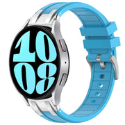 For Samsung Galaxy Watch 6 40 / 44mm 20mm Quick Release Silver Buckle Royal Silicone Watch Band(Sky Blue)