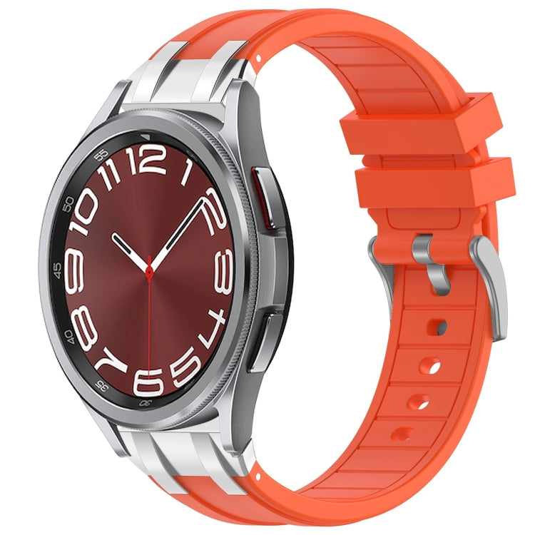 For Samsung Galaxy Watch 6 Classic 20mm Quick Release Silver Buckle Royal Silicone Watch Band(Orange) - free shipping - PMC TechLife - Order now!