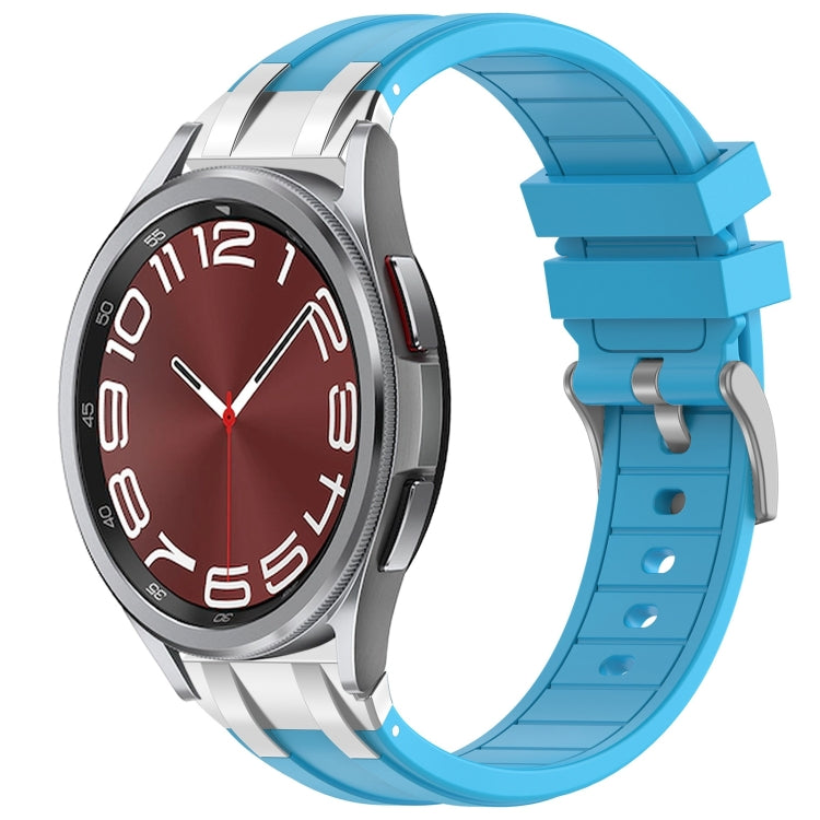 For Samsung Galaxy Watch 6 Classic 20mm Quick Release Silver Buckle Royal Silicone Watch Band(Sky Blue) - free shipping - PMC TechLife - Order now!
