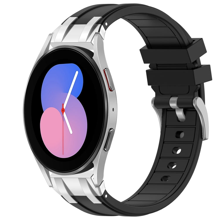 For Samsung Galaxy Watch 5 40 / 44mm 20mm Quick Release Silver Buckle Royal Silicone Watch Band(Black) - free shipping - PMC TechLife - Order now!
