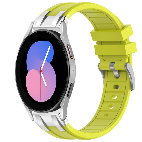 For Samsung Galaxy Watch 5 40 / 44mm 20mm Quick Release Silver Buckle Royal Silicone Watch Band(Vital Yellow)