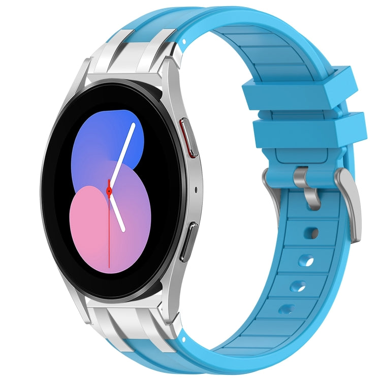 For Samsung Galaxy Watch 5 40 / 44mm 20mm Quick Release Silver Buckle Royal Silicone Watch Band(Sky Blue) - free shipping - PMC TechLife - Order now!