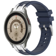 For Samsung Galaxy Watch 5 Pro 45mm 20mm Quick Release Silver Buckle Royal Silicone Watch Band(Navy Blue)