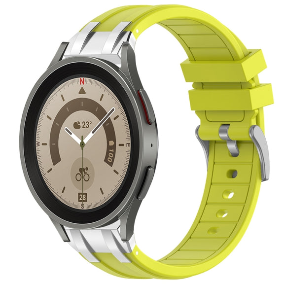 For Samsung Galaxy Watch 5 Pro 45mm 20mm Quick Release Silver Buckle Royal Silicone Watch Band(Vital Yellow)