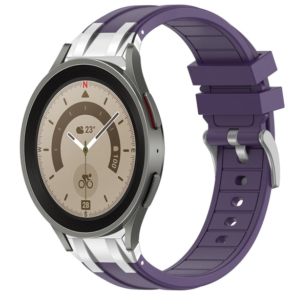 For Samsung Galaxy Watch 5 Pro 45mm 20mm Quick Release Silver Buckle Royal Silicone Watch Band(Purple)