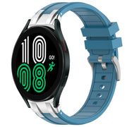 For Samsung Galaxy Watch 4 40 / 44mm 20mm Quick Release Silver Buckle Royal Silicone Watch Band(Sea Blue)
