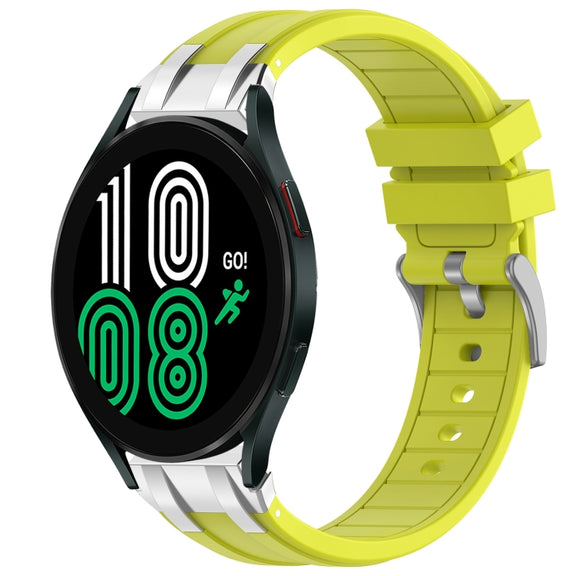For Samsung Galaxy Watch 4 40 / 44mm 20mm Quick Release Silver Buckle Royal Silicone Watch Band(Vital Yellow)