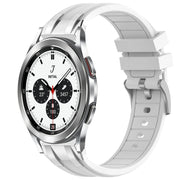 For Samsung Galaxy Watch 4 Classic 42 / 46mm 20mm Quick Release Silver Buckle Royal Silicone Watch Band(White)