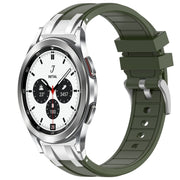 For Samsung Galaxy Watch 4 Classic 42 / 46mm 20mm Quick Release Silver Buckle Royal Silicone Watch Band(Olive Green)