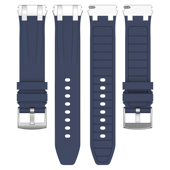 For Samsung Galaxy Watch 4 Classic 42 / 46mm 20mm Quick Release Silver Buckle Royal Silicone Watch Band(Navy Blue)