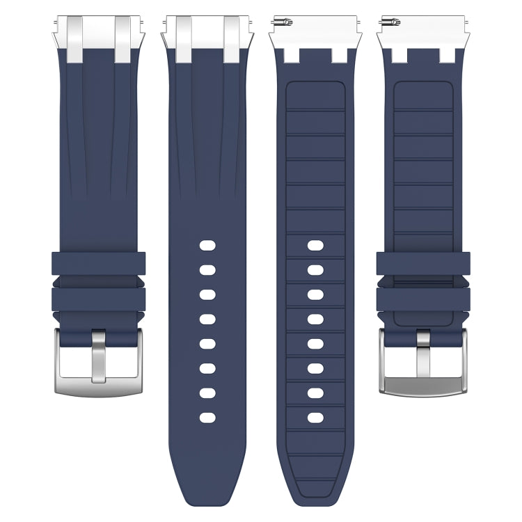For Samsung Galaxy Watch 4 Classic 42 / 46mm 20mm Quick Release Silver Buckle Royal Silicone Watch Band(Navy Blue)
