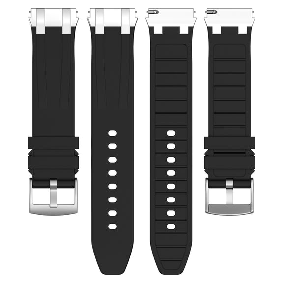 For Samsung Galaxy Watch 4 Classic 42 / 46mm 20mm Quick Release Silver Buckle Royal Silicone Watch Band(Black)