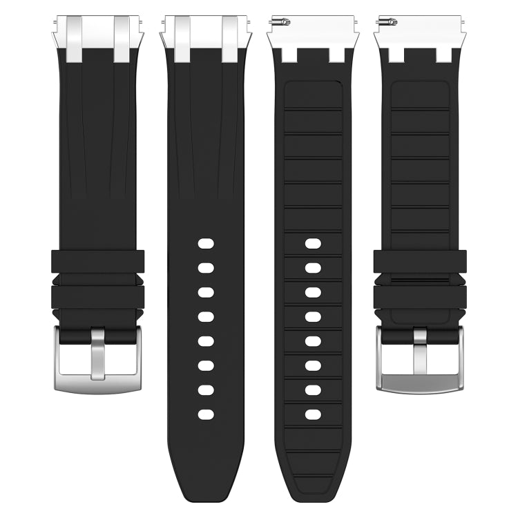 For Samsung Galaxy Watch 4 Classic 42 / 46mm 20mm Quick Release Silver Buckle Royal Silicone Watch Band(Black)