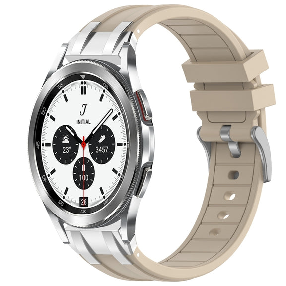 For Samsung Galaxy Watch 4 Classic 42 / 46mm 20mm Quick Release Silver Buckle Royal Silicone Watch Band(Starlight)