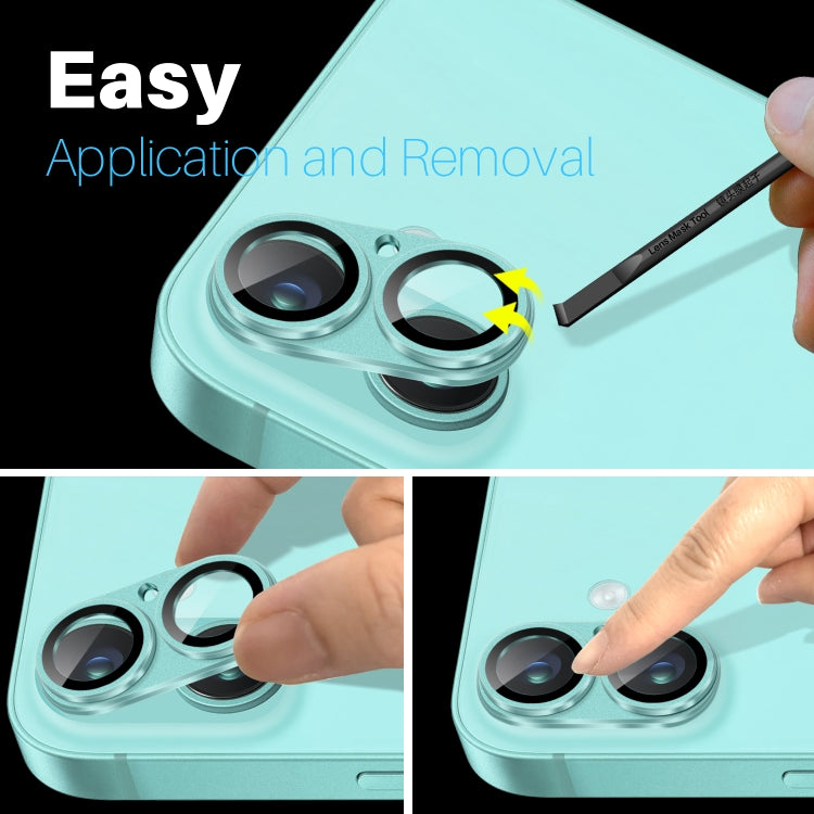 For iPhone 16 / 16 Plus NORTHJO Matte Camera Lens Protector Tempered Glass Rear Lens Film(Cyan)